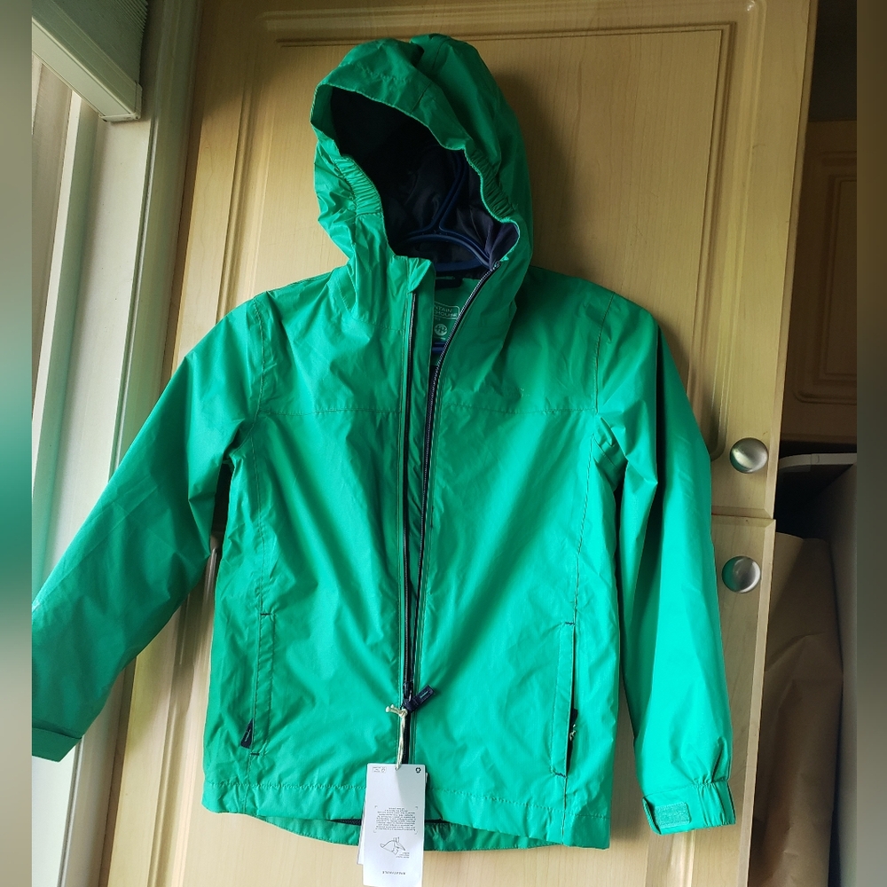 NWT Rain Jacket Breathable Kids Green Hooded Jacket